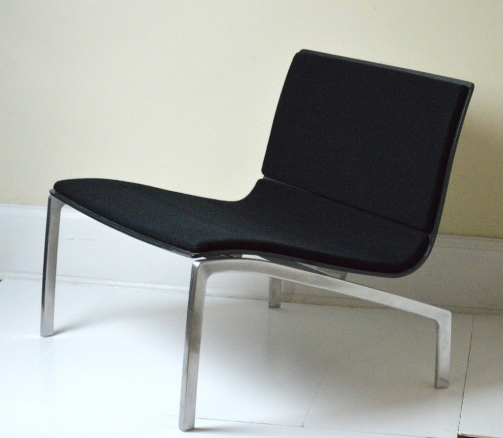 Piero Lissoni Fritz Hansen Pl200 Gray Lacquer Black Wool Lounge Chair - 4