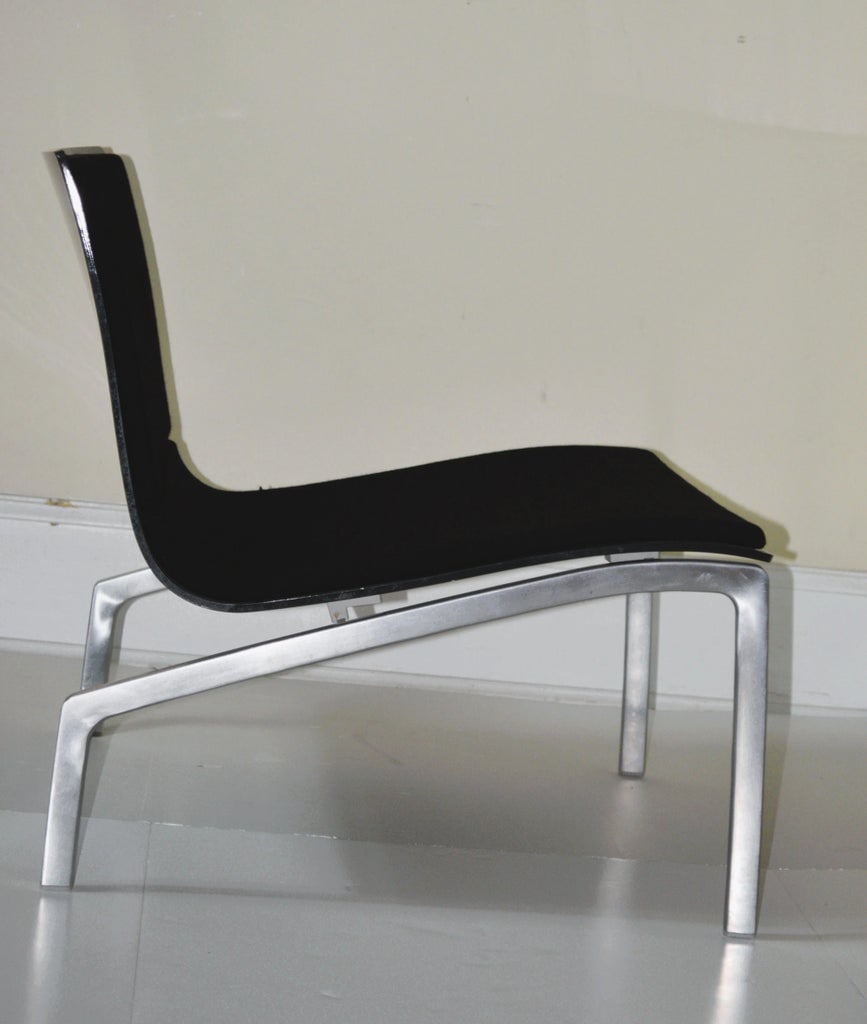 Piero Lissoni Fritz Hansen Pl200 Gray Lacquer Black Wool Lounge Chair - 5