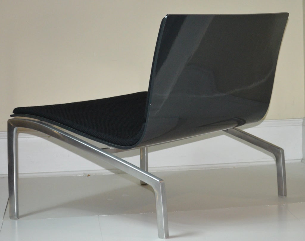 Piero Lissoni Fritz Hansen Pl200 Gray Lacquer Black Wool Lounge Chair - 7