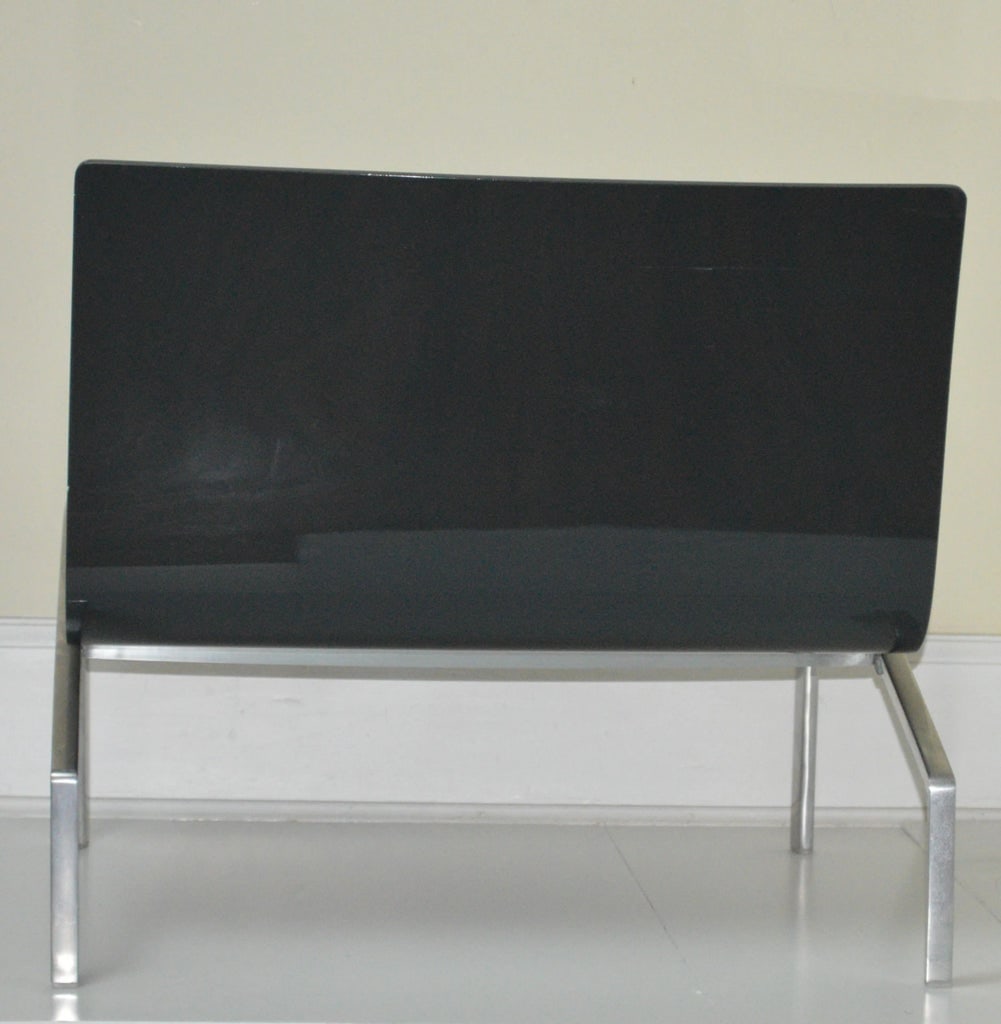Piero Lissoni Fritz Hansen Pl200 Gray Lacquer Black Wool Lounge Chair - 8
