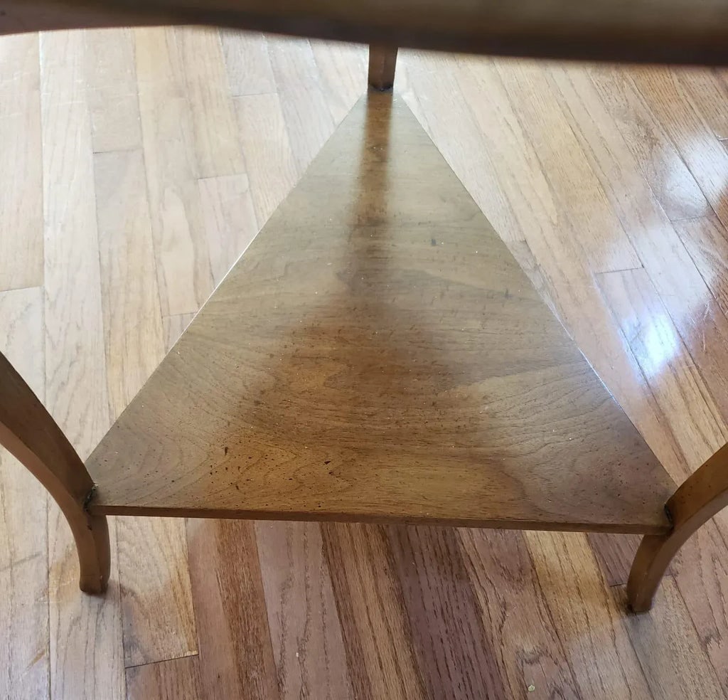 John Widdicomb 2 Tier Drop Leaf Walnut Bookmatched Top Accent Table - 7