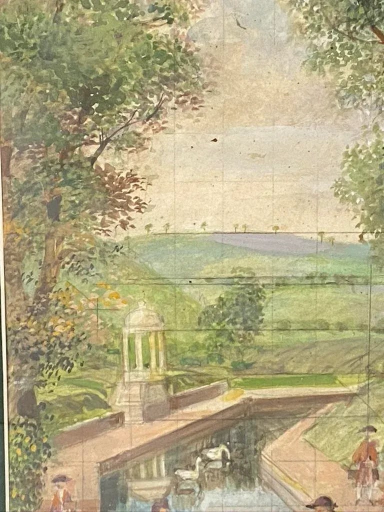 Vintage Impressionist Landscape Victorian Garden Watercolor Painting Richard Gabriel Chase - 4