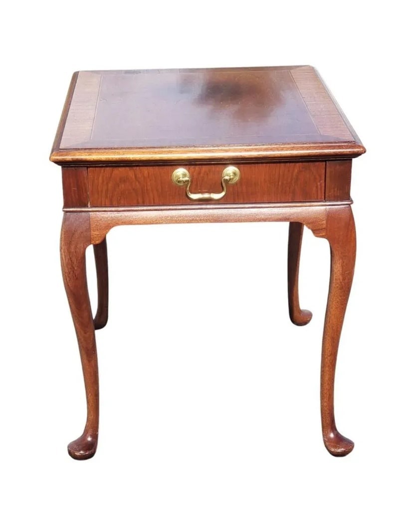Hickory Chair Chippendale Mahogany Banded Top Side Table With Queen Ann Legs - 13