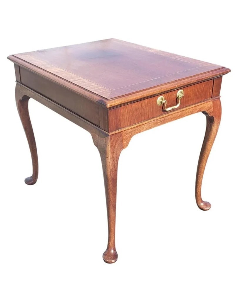 Hickory Chair Chippendale Mahogany Banded Top Side Table With Queen Ann Legs - 2