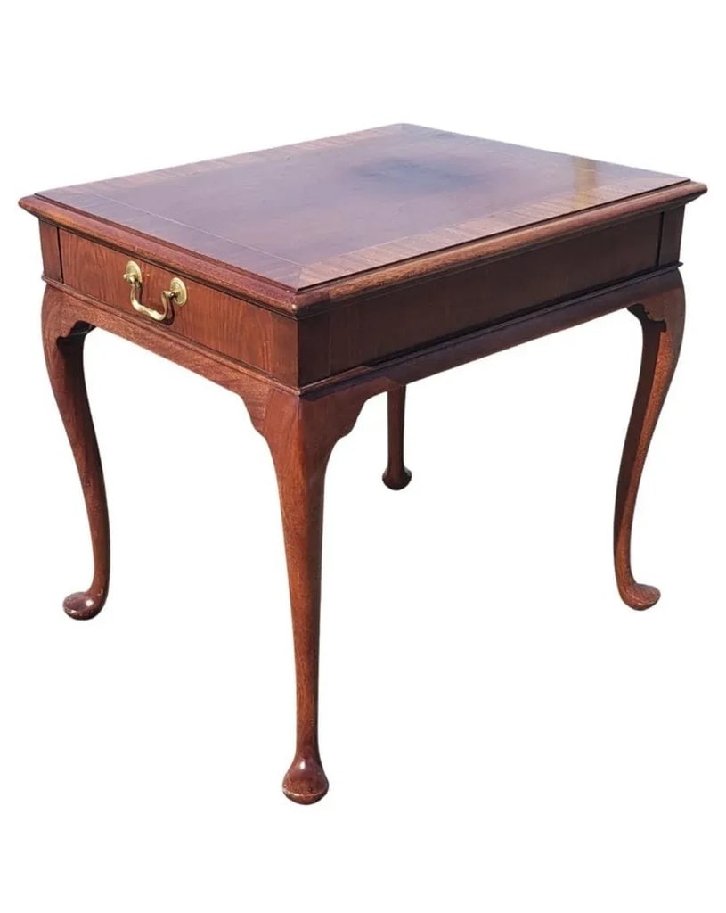 Hickory Chair Chippendale Mahogany Banded Top Side Table With Queen Ann Legs - 3