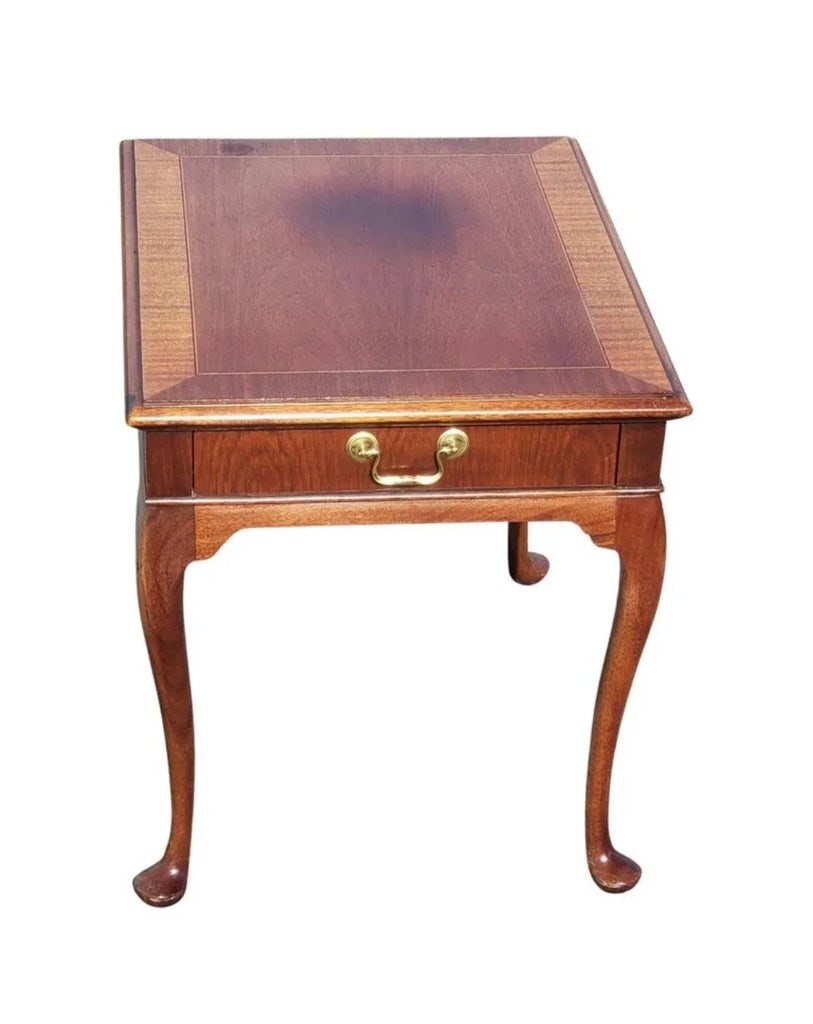 Hickory Chair Chippendale Mahogany Banded Top Side Table With Queen Ann Legs - 4