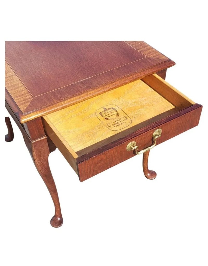 Hickory Chair Chippendale Mahogany Banded Top Side Table With Queen Ann Legs - 5