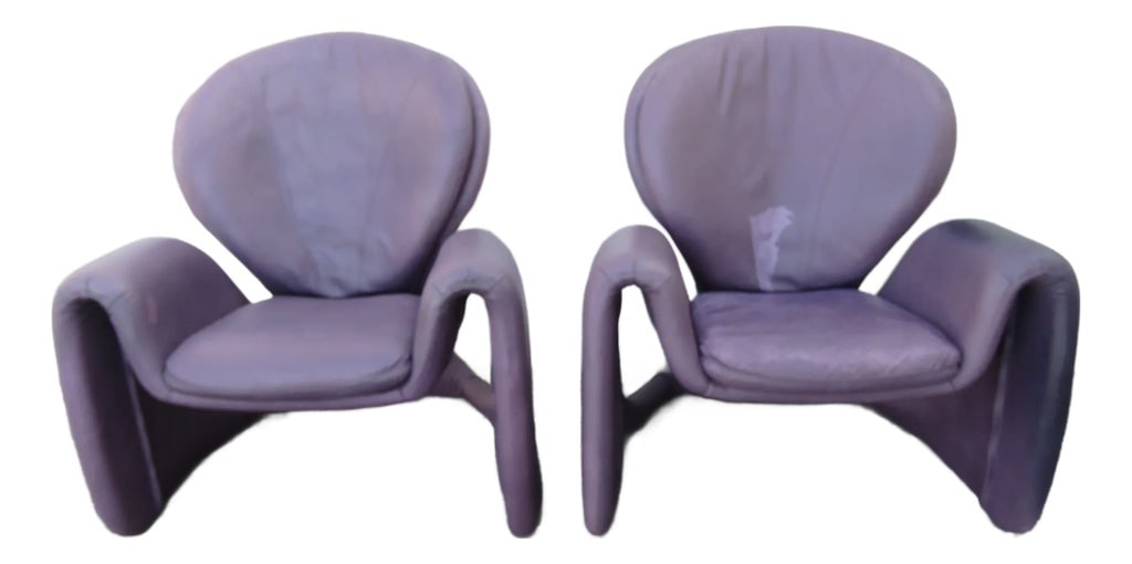 Jaymar Postmodern Side Accent Chairs a Pair 5936: This unique Pair of Side Chairs is made out of wood, and leather upholstery. We believe the chairs were made by Jaymar in Canada, however they are not labeled. The set has a Postmodern style and