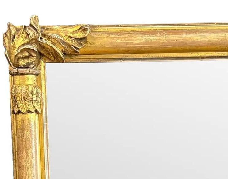 Antique 19th Century French Empire Giltwood Gesso Mantel Mirror With Foxed Glass - 2