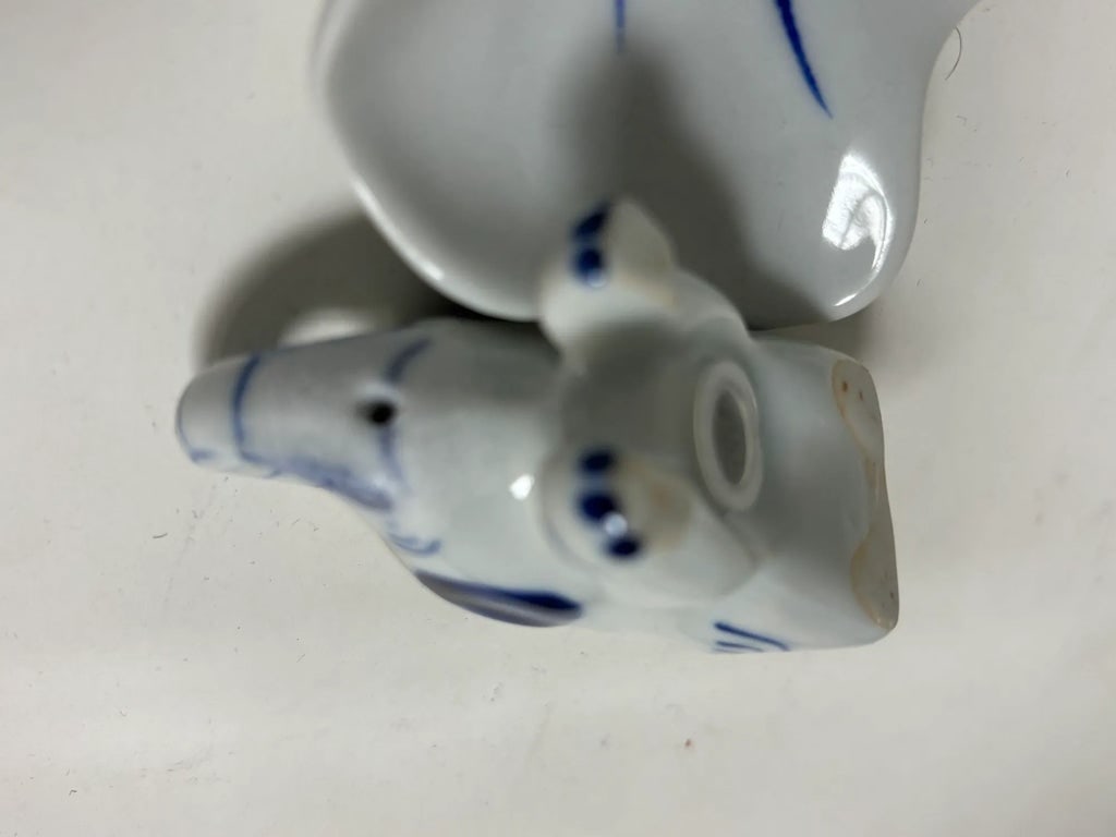 Vintage Porcelain Elephants Salt & Pepper Shakers with Tray - Set of 3 - 12