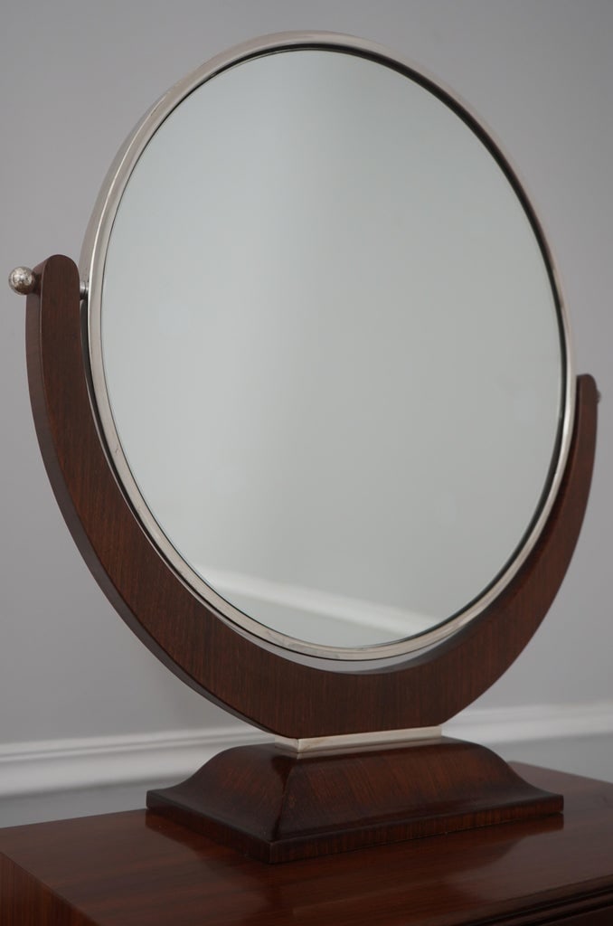 Art Deco Style Walnut & Chrome Dressing Mirror - 3