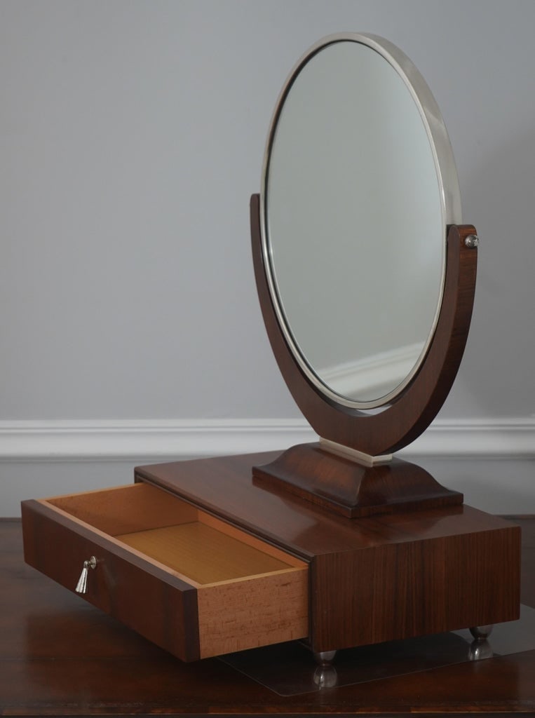 Art Deco Style Walnut & Chrome Dressing Mirror - 4