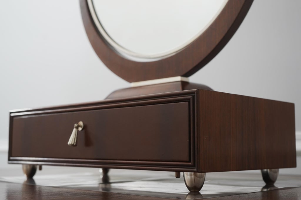 Art Deco Style Walnut & Chrome Dressing Mirror - 7