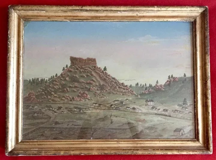 19th Century Folk Art American West Colorado Landscape Oil Painting - 2