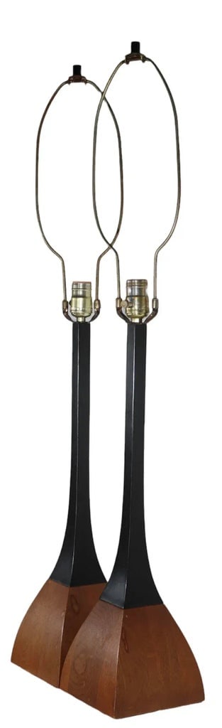 Pr. Elongated Laurel Table Lamps Made in Usa Ca.1970's - 2