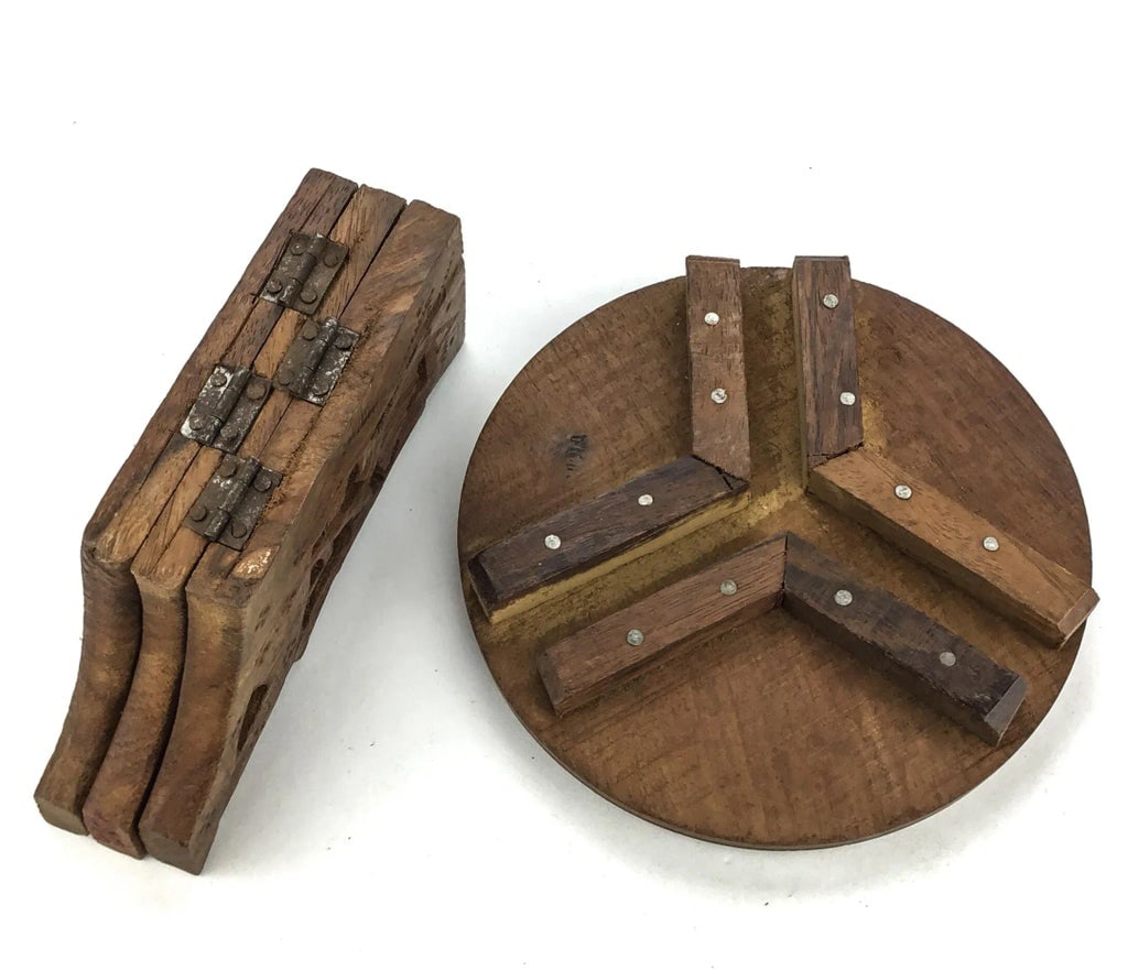Moroccan Camphor Wood Inlaid Carved Folding Display Table - 7