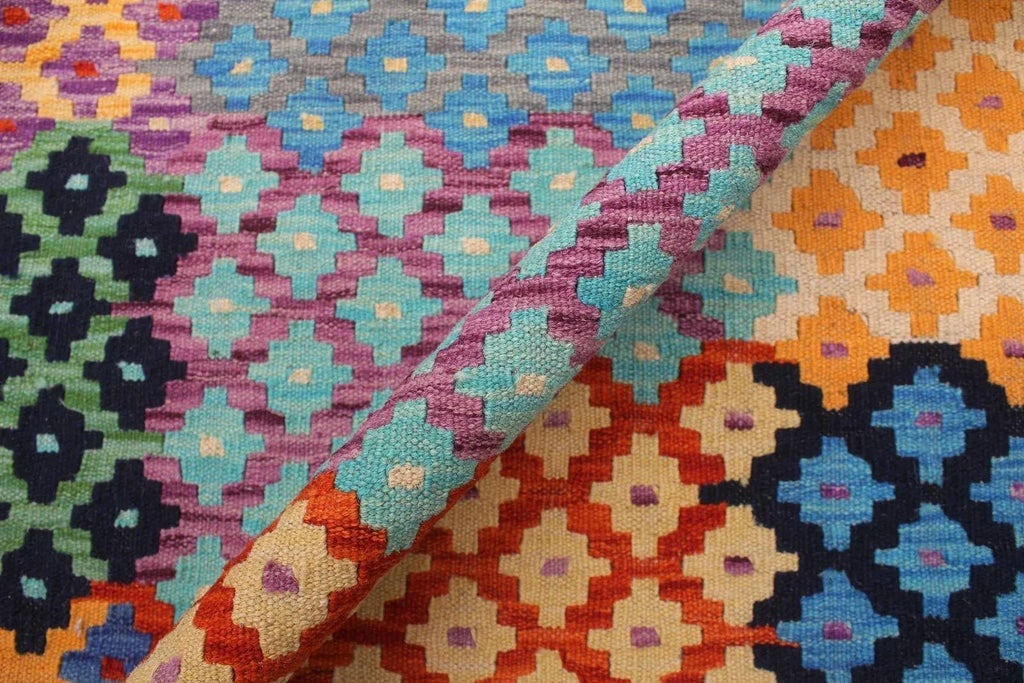1990s 1990s Kilim Blue Rust Wool Rug - 8'5" X 9'6" - 7