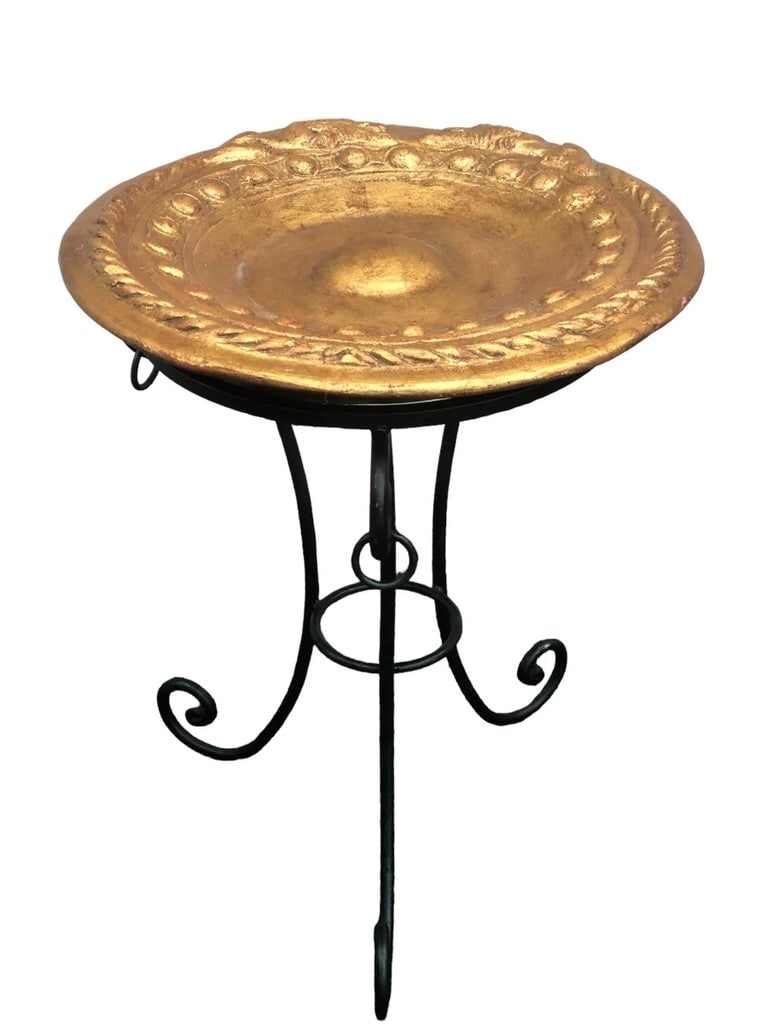 Vintage Maitland Smith Concrete Metal Base Garden Birdbath - 6