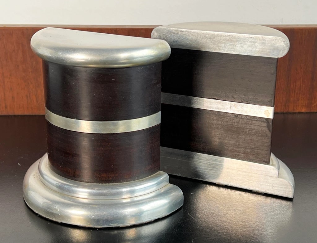 Vintage Mid Century Modern Wenge & Aluminum Bookends - a Pair - 3