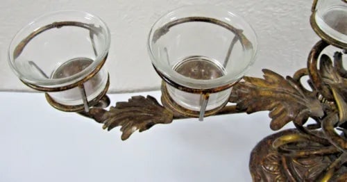 Vintage 8-Piece Centerpiece Metal Candelabra Candle Holder With Glass - 4
