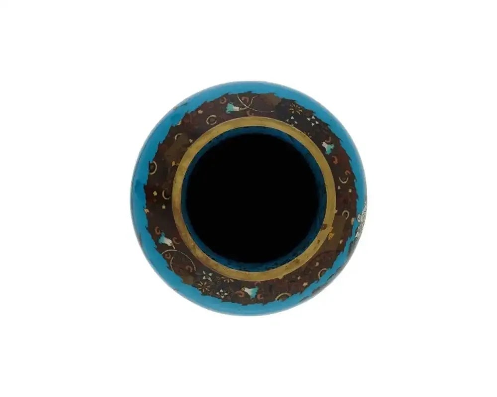 Antique Japanese Meiji Cloisonne Enamel Vase - 2