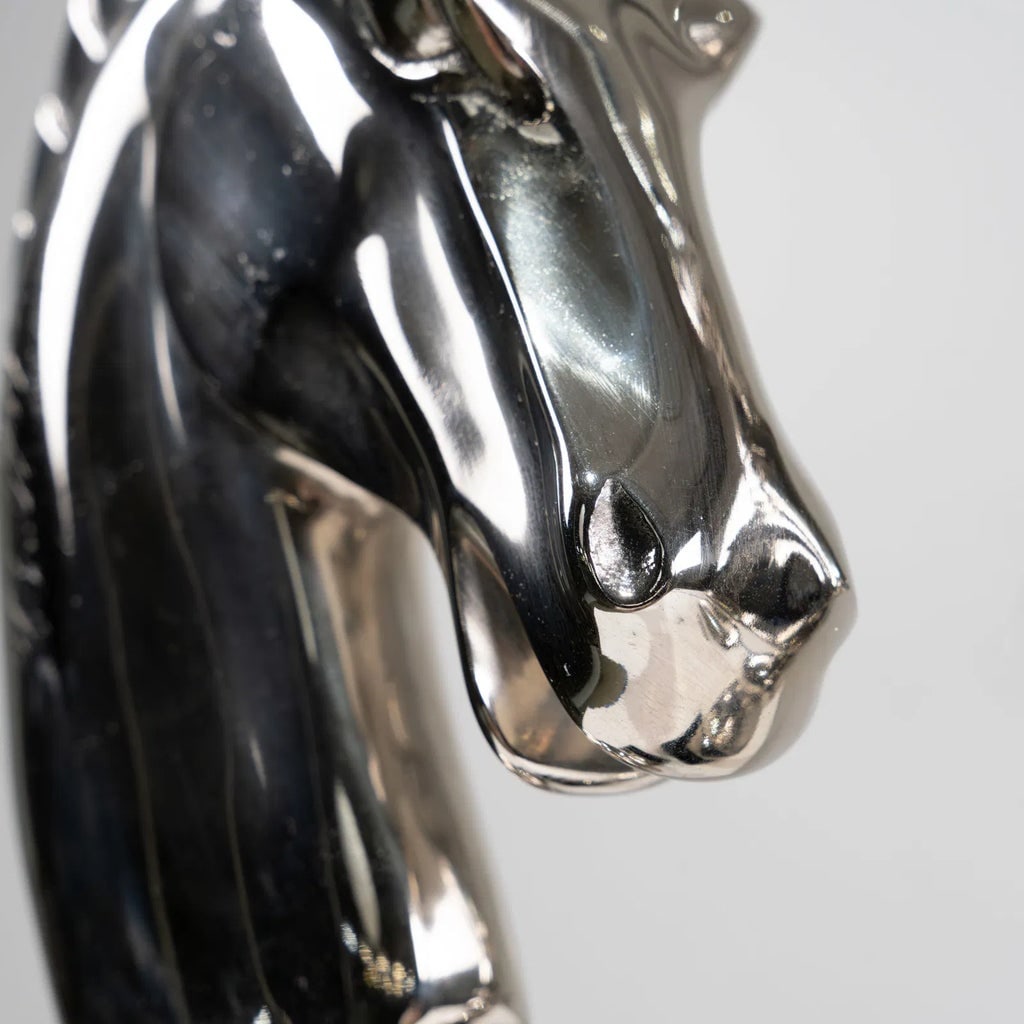Vintage Chrome Trojan Horse Head Lamps / Equestrian Lamps - a Pair - 3