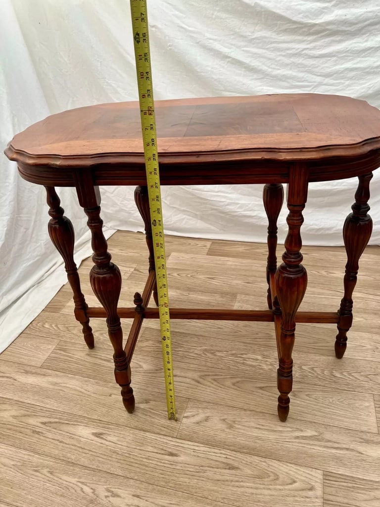 Early 20th Century Italian Victorian Parlor Table Six Legs Rectangular Shape Burled Mahogany - 7