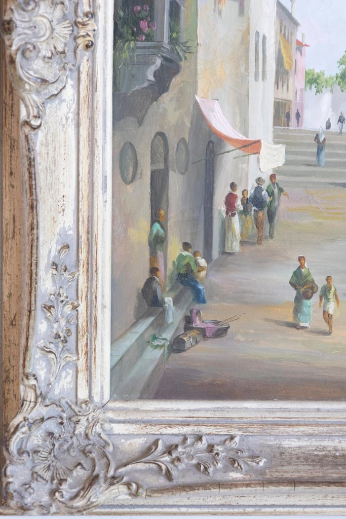 English 19th Century Oil Painting Depicting a Venetian Scene in Carved Frame - 6