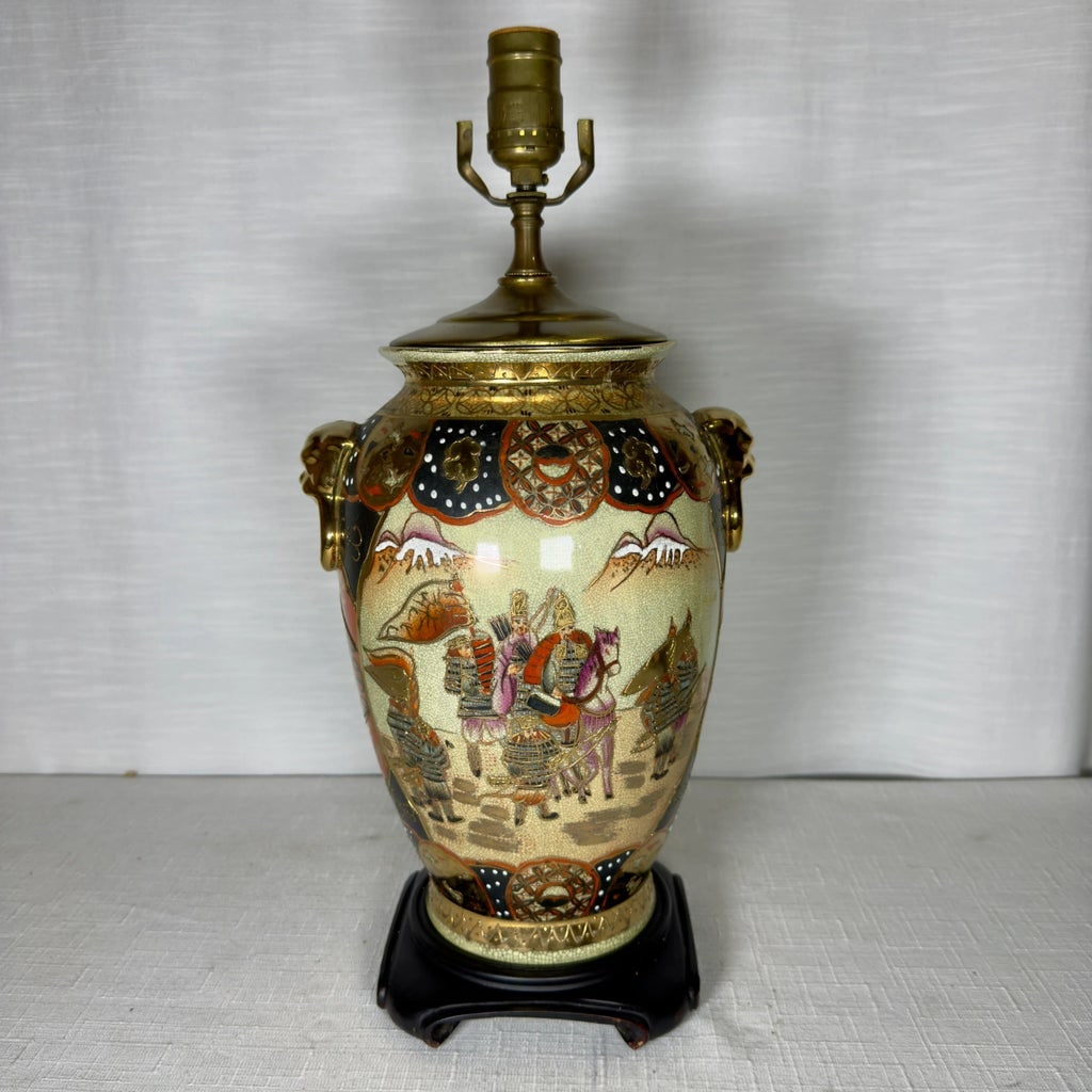 1970s Satsuma Style Chinoiserie Lamp by Turtle and Crane - 11