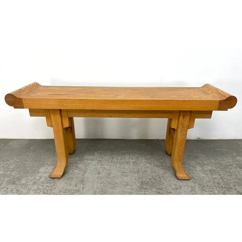 Vintage Asian Style Solid Oak Altar Console Table - 3