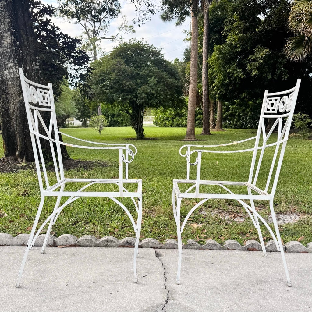 Mid Century Aluminum Outdoor Dining Chairs - Set of 4 No Cushions - 7