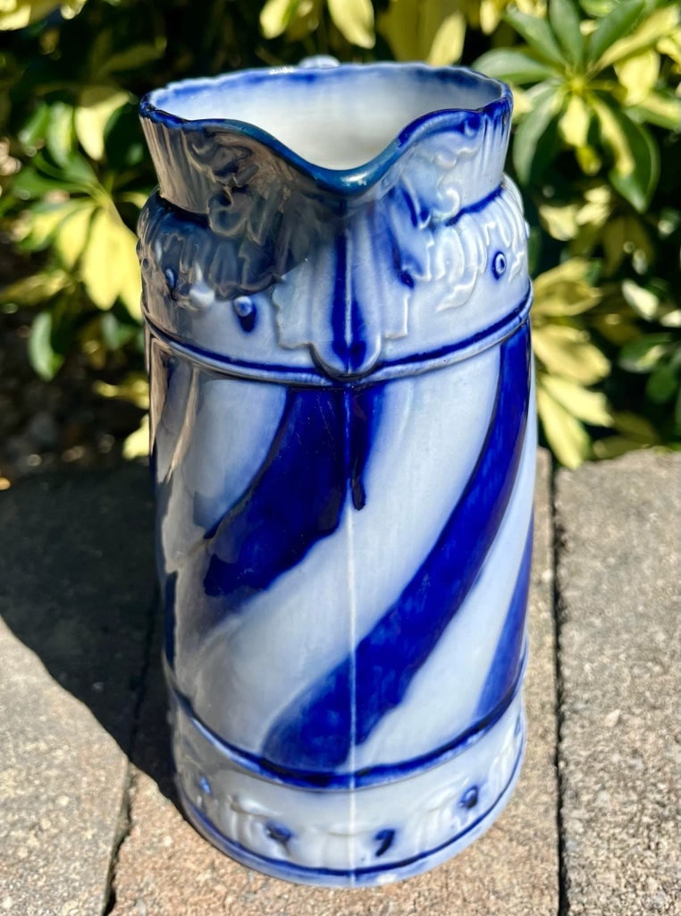 Antique Charles Allerton & Sons (England) Flow Blue Pitcher - 7