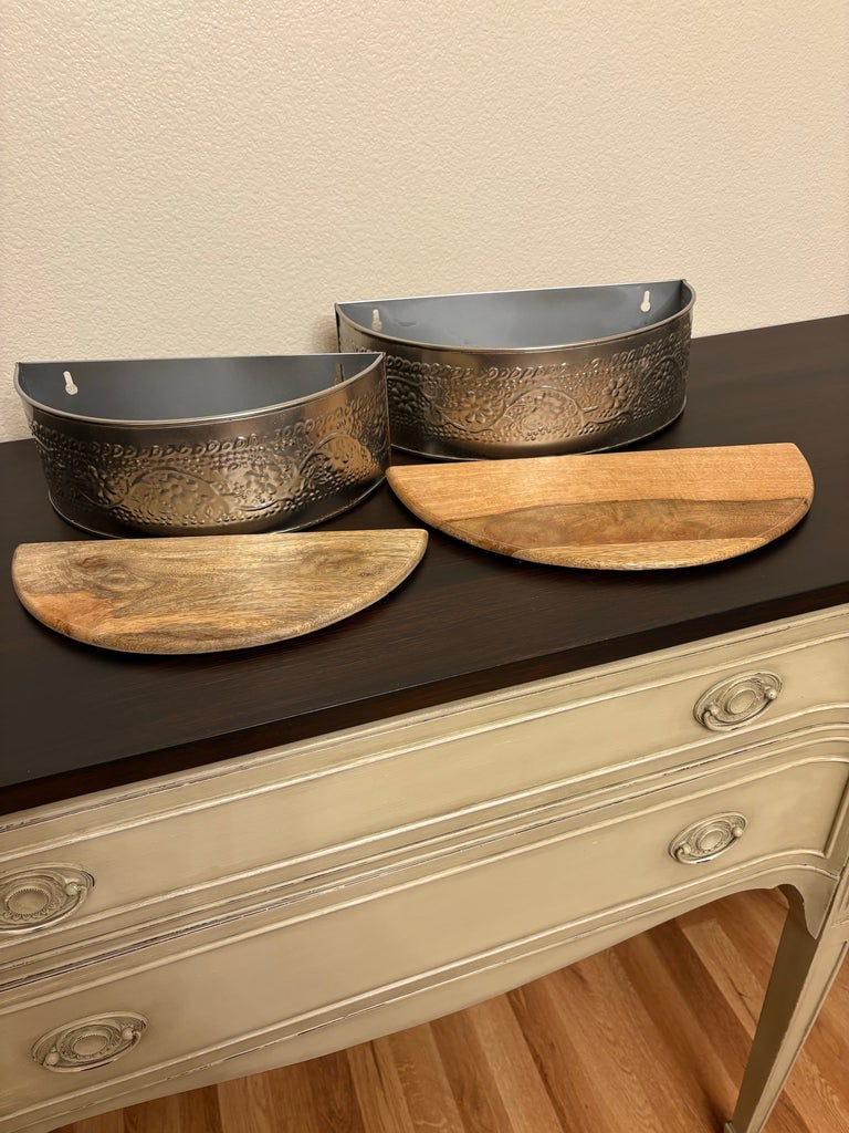 Vintage Rustic Farmhouse Shelving Units - A Pair - 4
