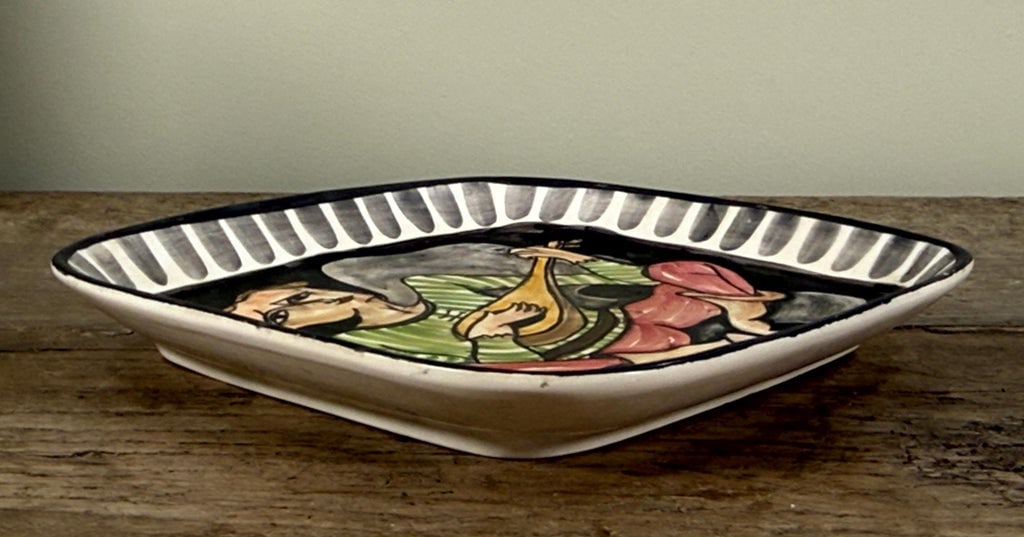 Vintage Italian Mid Century Giovanni Petucco Italian Ceramic Wall Plaque With Troubadour Figure - 4