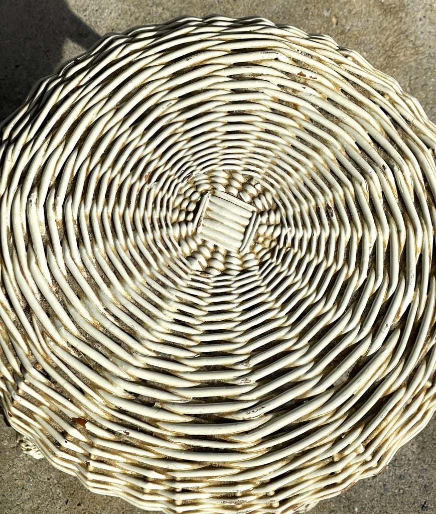Mid 20th Century White Wicker/Rattan Drink/Plant Stand/Table or Vanity Bohemian Stool - 4