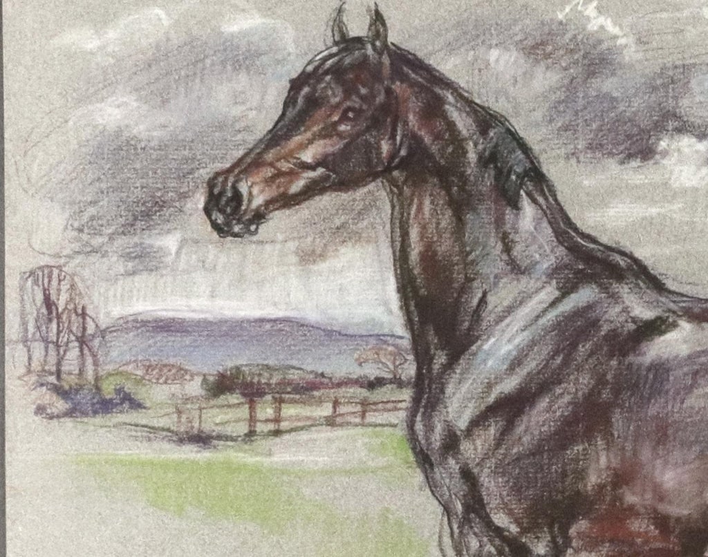 The Equestrian Eye: Original Pastel of a Stallion by Leslie Charlotte Benenson Dated May 16, 1986 - 2