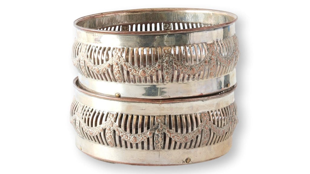 Antique English Sheffield Silverplate Wine Coasters, a Pair - 5