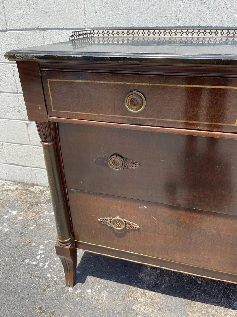 Vintage Italian Dresser Chest of Drawers Buffet Server Cabinet Table Metal Trim - 7