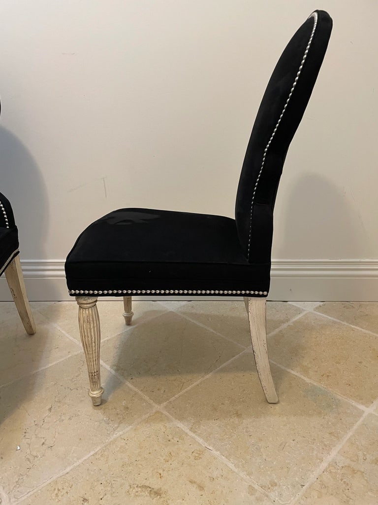 Black Microsuede Dining Chairs by Sherrill Furniture- a Pair - 7