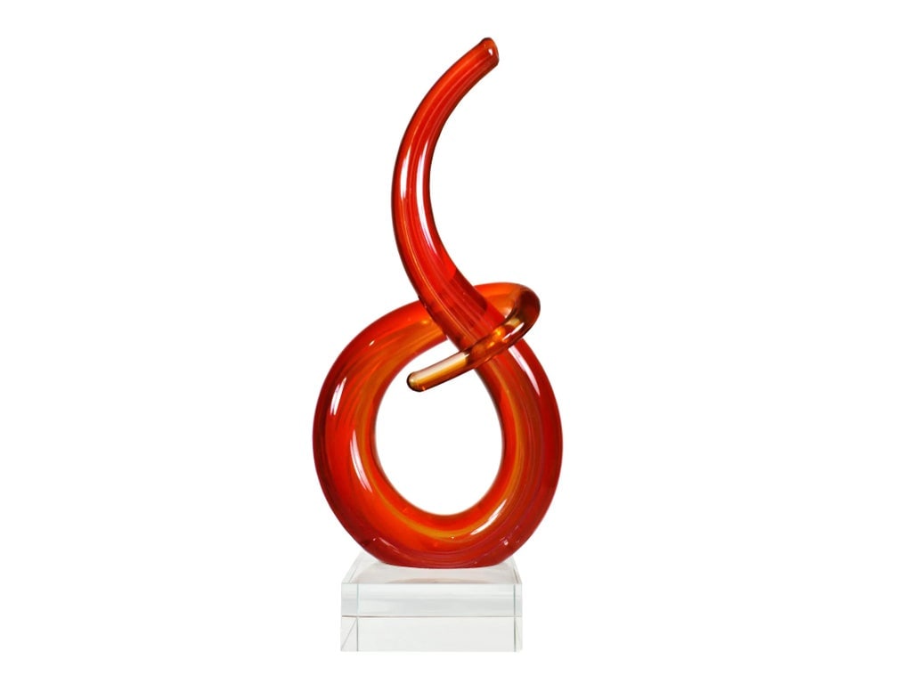 Hand Made Blown Love Knot Murano Style Abstract Art Sculptures - Set of 3 - 2