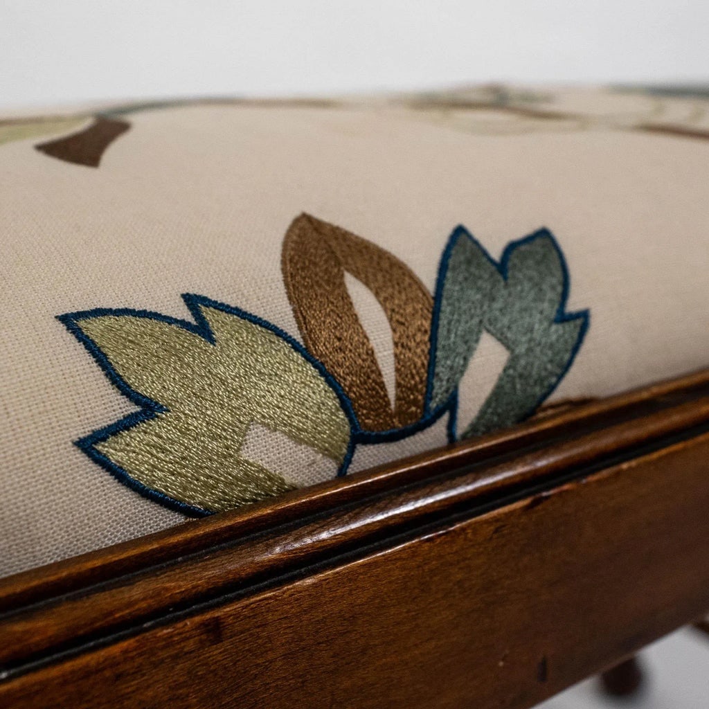 Mid 20th Century Queen Anne Custom Upholstered Petite Bench With Cabriole Legs - 7