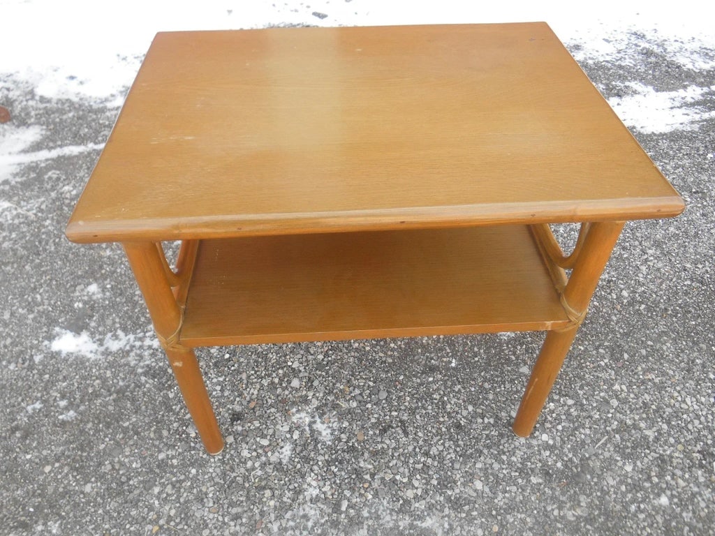 Vintage McGuire Mahogany and Rattan Side Table - 7