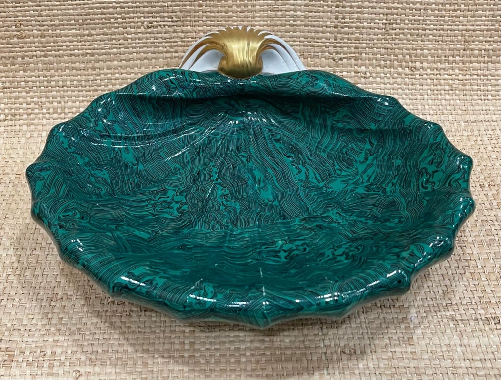 Italian Fornasetti-Style Mangani Firenze Faux Malachite Shell - 3