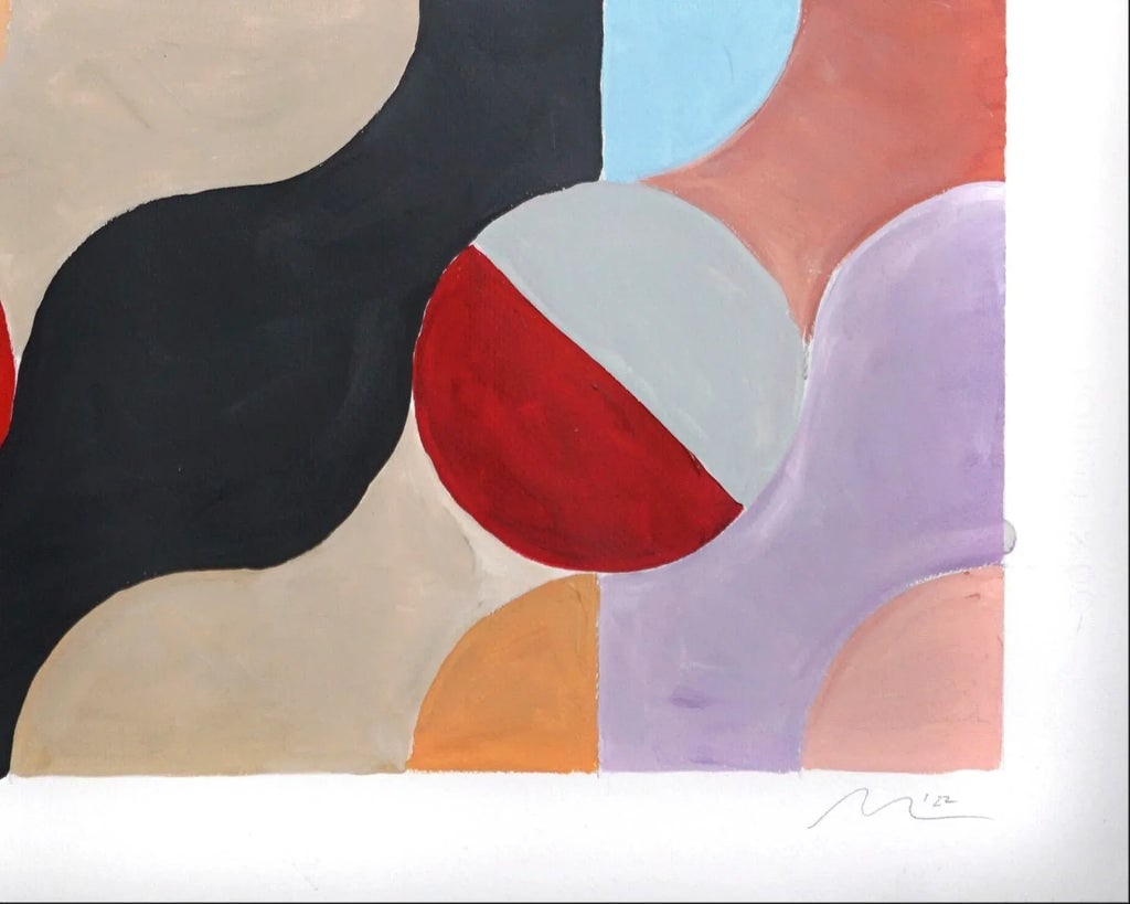2022 "Pastel River Flow" Abstract Acrylic Painting on Watercolor Paper by Natalia Roman - 2
