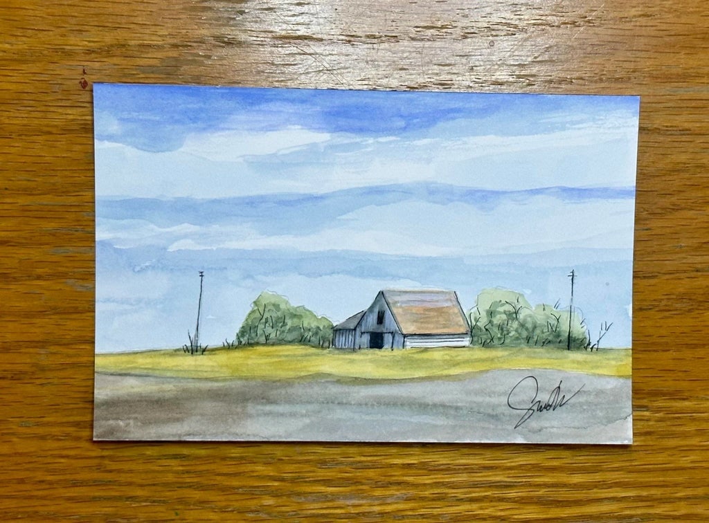Nancy Smith Original Mixed Media Landscape Painting "Barns Such as This" - 2