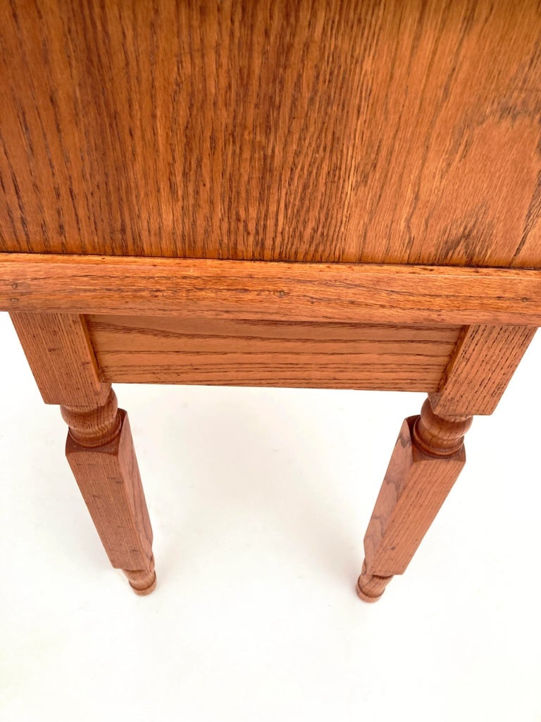 1959 Kentucky-Made Custom Oak Double Drawer Table on Turned Legs - 5