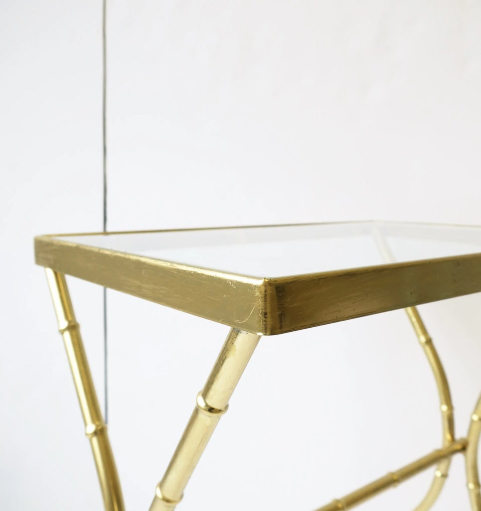 Brass and Glass Bamboo-Esque Side or End Table, Circa 1960s - 10
