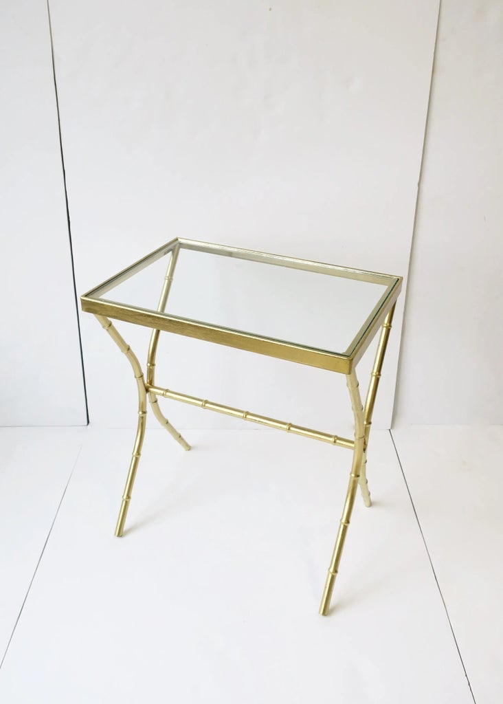 Brass and Glass Bamboo-Esque Side or End Table, Circa 1960s - 13