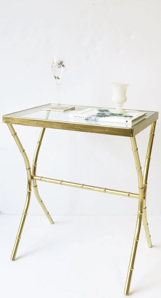 Brass and Glass Bamboo-Esque Side or End Table, Circa 1960s - 3