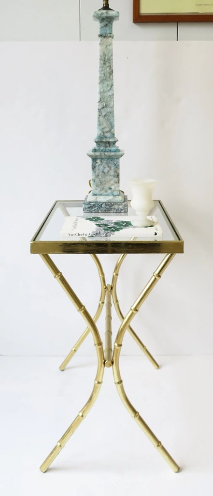 Brass and Glass Bamboo-Esque Side or End Table, Circa 1960s - 4
